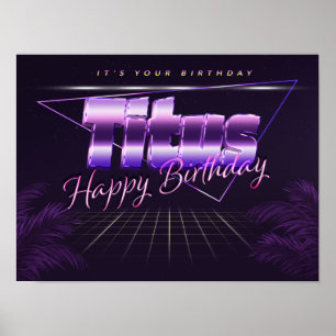Póster Titus Nombre Vorname lila retro Poster Geburtstag
