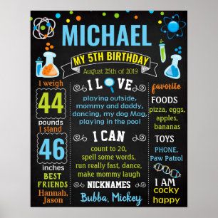 Póster Tiza de cumpleaños para científicos