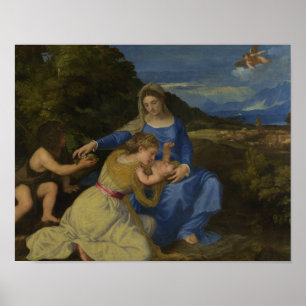 Póster Tiziano - La Virgen y el Niño con el Infante