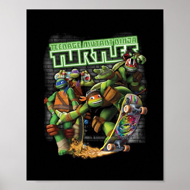 Póster Tmnt Ninjas Patinaje Neon  (Frente)