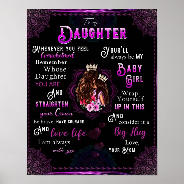 Póster To My Daughter Gift, Love Letter Daughter And Mom (Frente)