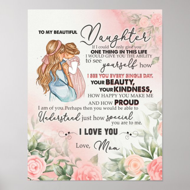 Póster To My Daughter Gift, Love Letter Daughter And Mom (Frente)