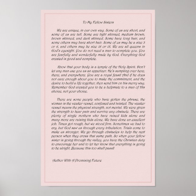 Póster To My Fellow Sisters (Frente)