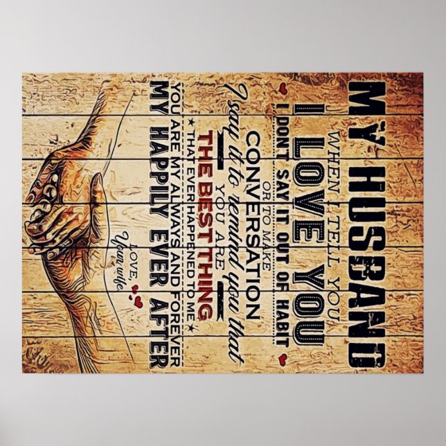 Póster To My Husband Decor, Love Quotes Letter (Frente)