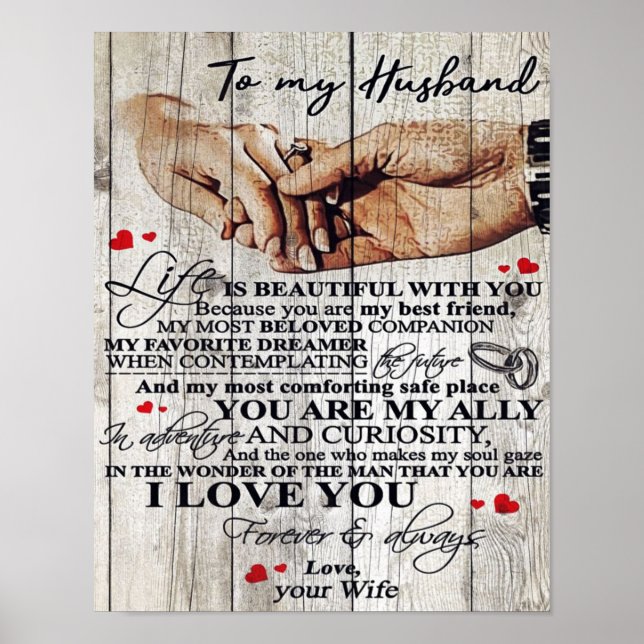 Póster To My Husband Design Gift | Love Letter To Him | (Frente)