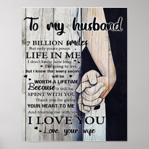 Póster To My Husband Gift Lovely Husband Letter