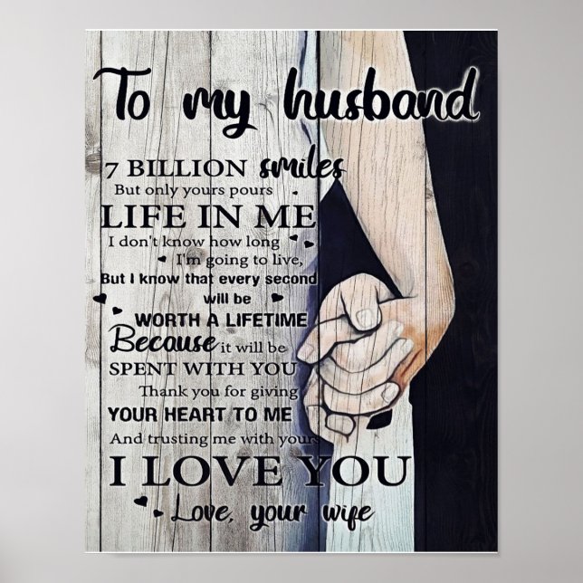 Póster To My Husband Gift | Lovely Husband Letter | (Frente)