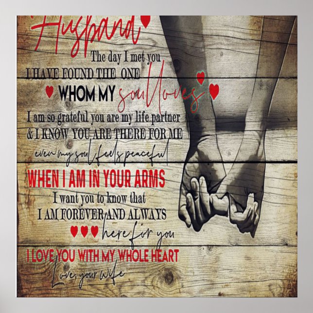 Póster To My Husband Letter, Love Quotes Gift (Frente)