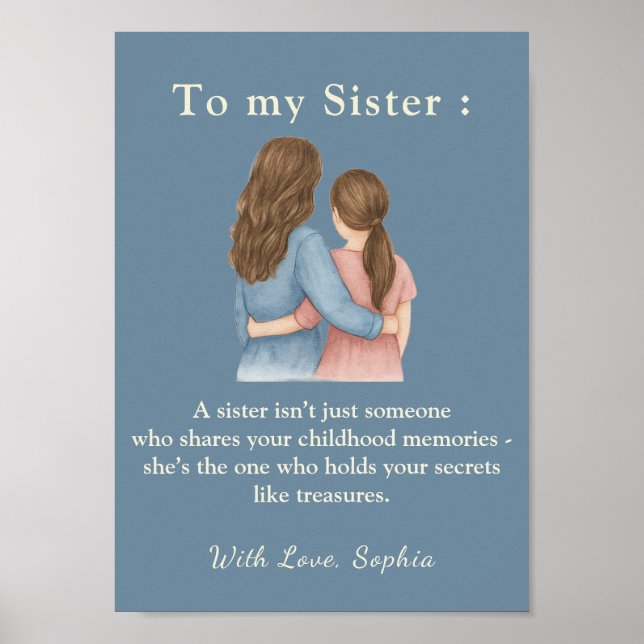 Póster To My Sister – Custom Photo Message Poster (Frente)