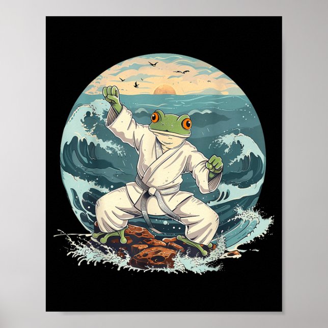 Póster Toad de Karate Taekwondo Playa Puesta de sol Artes (Frente)