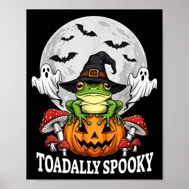 Póster Toadally Soky Funny Halloween Frog On Pumpkin Full (Frente)