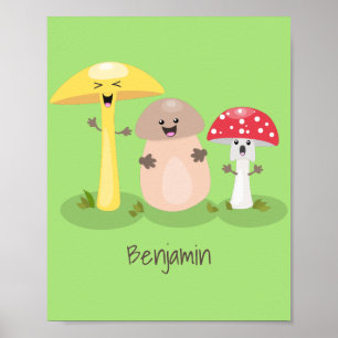 Póster Toadstool de hongos de hongo de kawaii