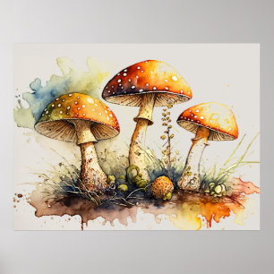 Póster Toadstool Mushrooms, Amanita muscaria