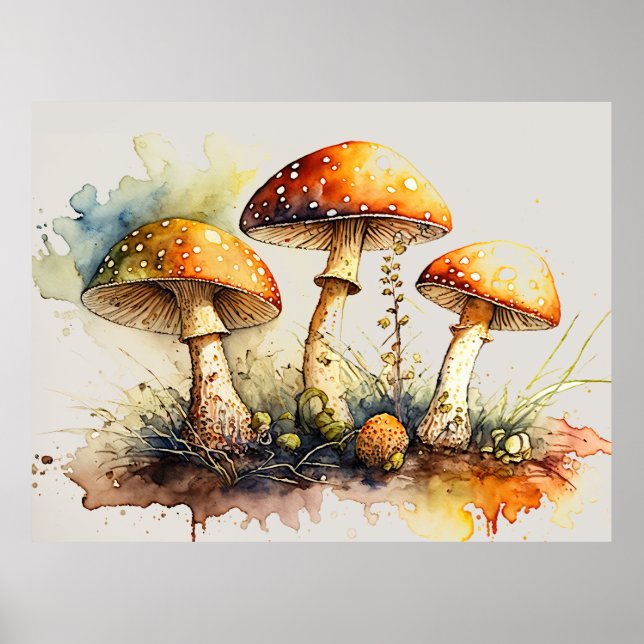 Póster Toadstool Mushrooms, Amanita muscaria (Frente)