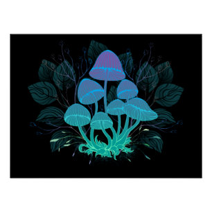 Póster Toadstools en Bushes