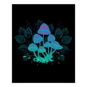 Póster Toadstools en Bushes