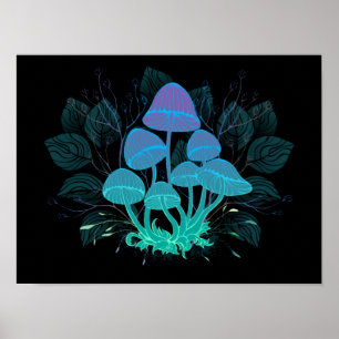 Póster Toadstools en Bushes