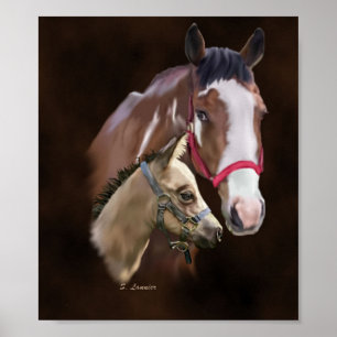 Póster Tobiano Paint Mare y Foal
