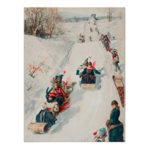 Póster "Tobogganismo", Cromolitografía, Louis Prang & Co.