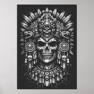 Póster Tocado de cráneo azteca de BurnsInHell