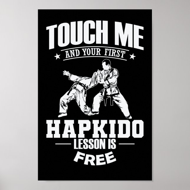Póster Tócame y tu primera lección de hapkido es gratis (Frente)