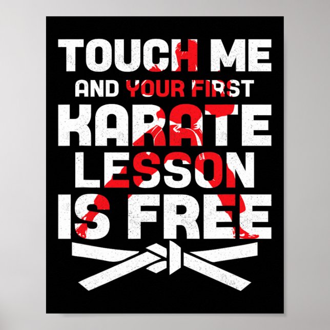 Póster Tócame y tu primera lección de karate es gratis (Frente)