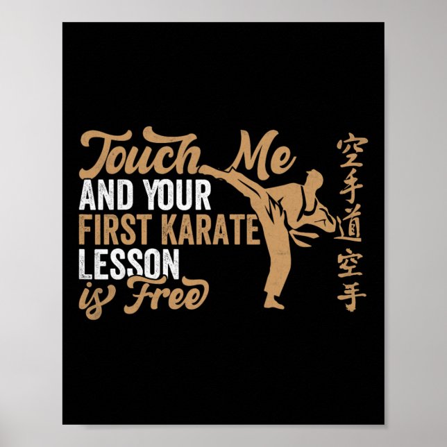 Póster Tócame y tu primera lección de karate es gratis (Frente)