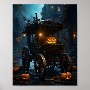 Póster Tocante Calabaza Naranja De Halloween En El Carrit
