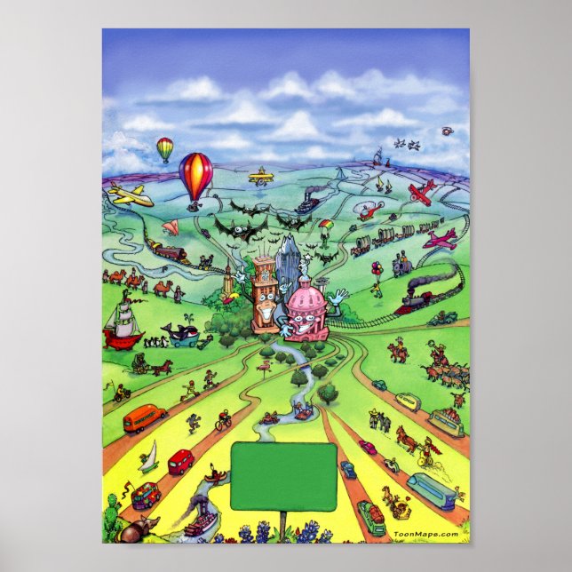 Póster Todas las carreteras conducen a Austin Texas (Frente)