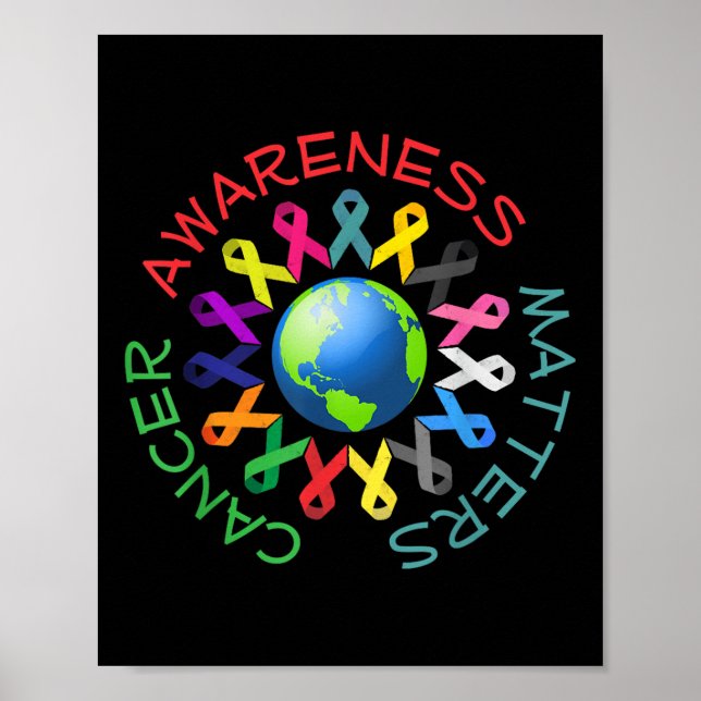 Póster Todas las Cintas Cáncer Para La Conciencia Sobre E (Frente)
