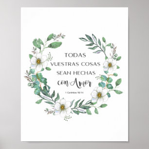 Póster Todas vuestras cosas versículo biblia española