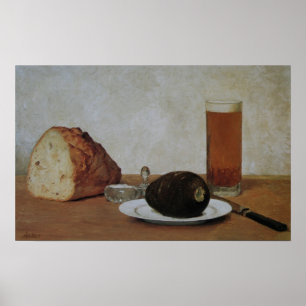 Póster Todavía cerveza y rábano - Albert Anker de la vi