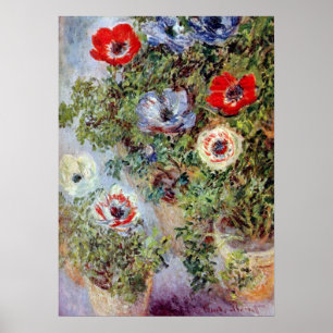 Póster Todavía la vida con anémonas de Claude Monet