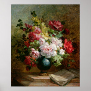 Póster Todavía la vida con flores y música de hojas