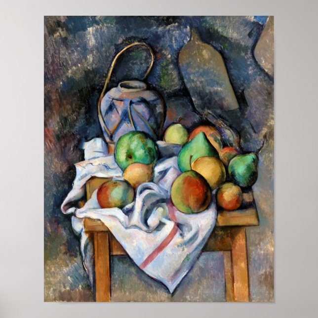 Póster Todavía la vida con las frutas, Paul Cezanne (Frente)