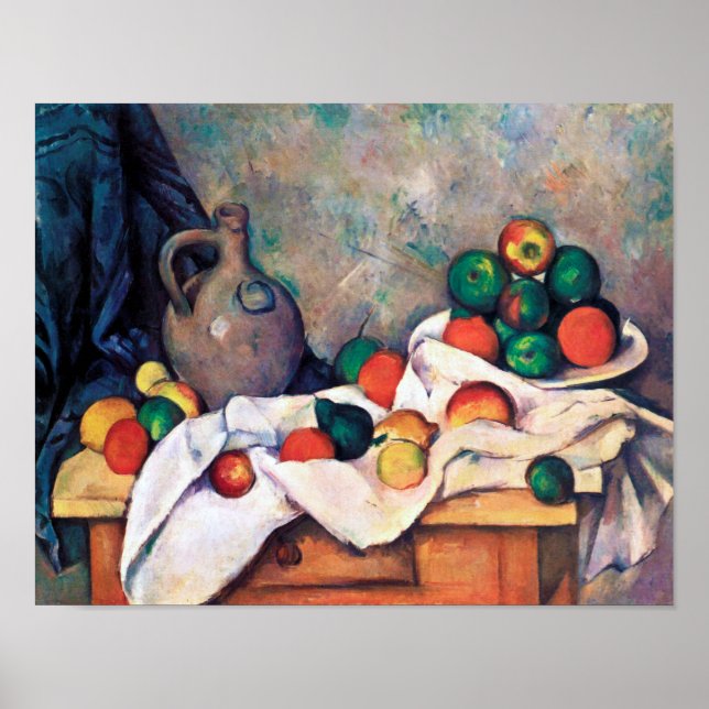 Póster Todavía la vida con las frutas, Paul Cezanne (Frente)
