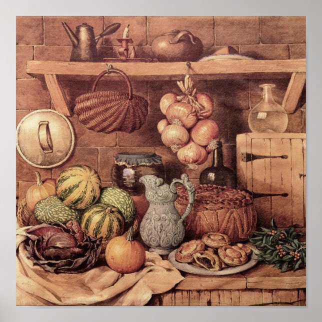 Póster Todavía la vida con los Navidades Comida (Frente)