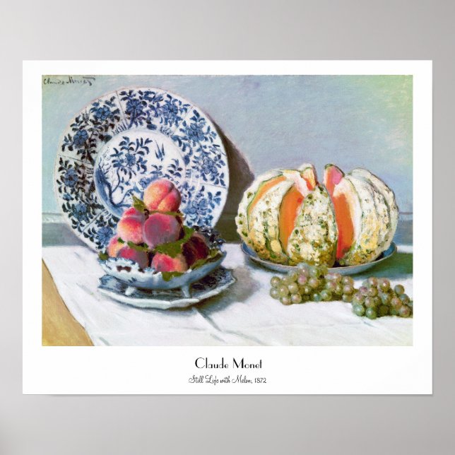 Póster Todavía la vida con Melon, Claude Monet, 1872 (Frente)