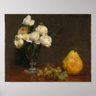Póster Todavía la vida con Rosas y fruta Henri Fantin-Lat