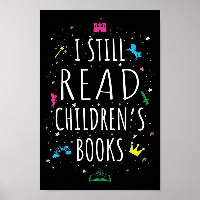 Póster Todavía leo libros para niños (Frente)