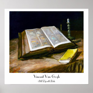 Póster Todavía vida con la biblia de Vincent van Gogh