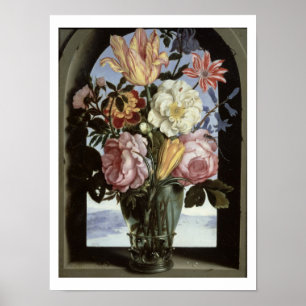 Póster Todavía vida de flores en un vidrio de consumición