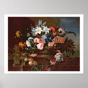 Póster Todavía vida de flores en una cesta