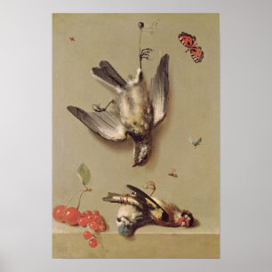 Póster Todavía vida de los pájaros y de las cerezas