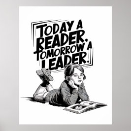 Póster Today a Reader - Book Reading Girl - Bookworm Girl