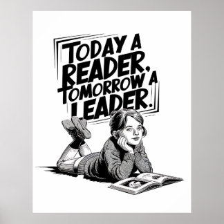 Póster Today a Reader - Book Reading Girl - Bookworm Girl