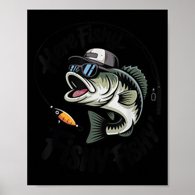 Póster Toddler Boy Here-fishy Funny Fishing Buddy B Fishe (Frente)