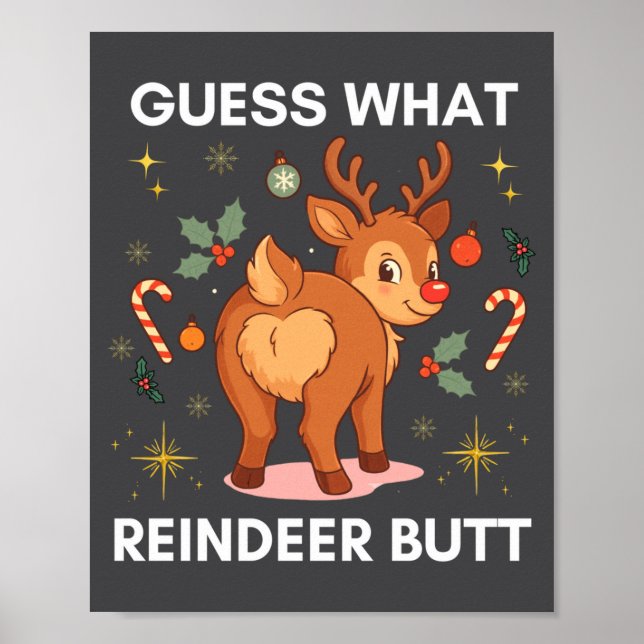 Póster Toddler Christmas Ugly Sweater Guess What Reindeer (Frente)
