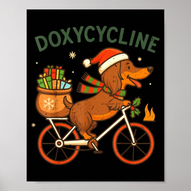 Póster Toddler Doxycycline Long Hair Dachshund Christmas  (Frente)