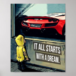 Póster Todo Comienza Con Una Cita Motivacional De Sueño